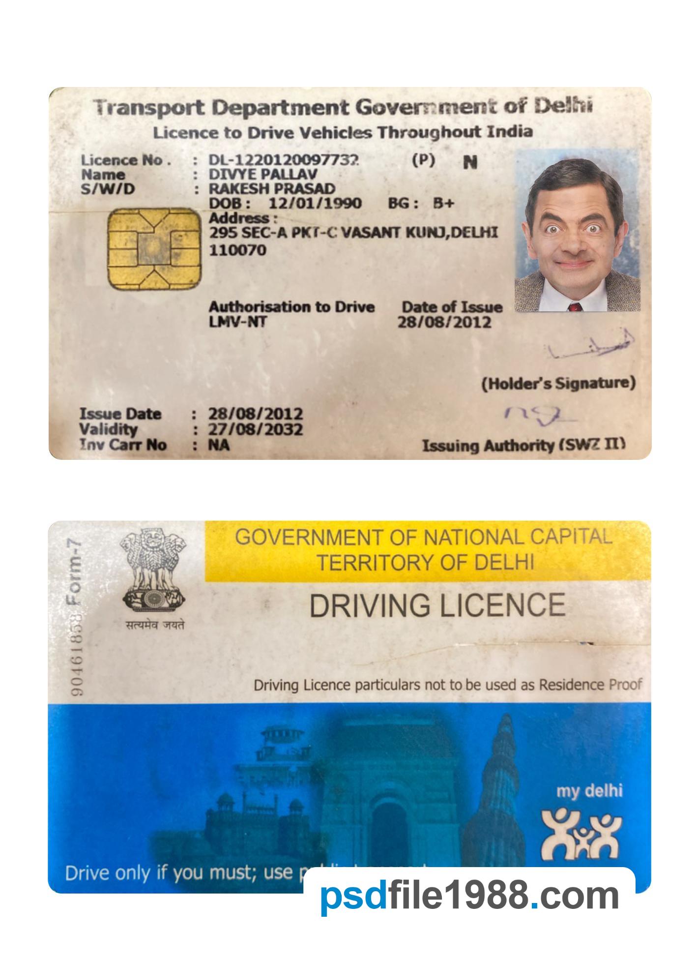 India Delhi Driving License